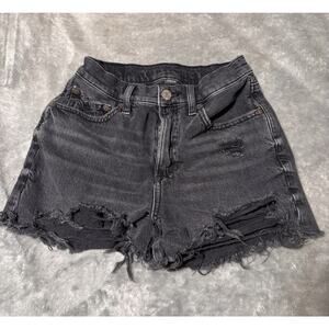 American Eagle Outfitters Denim Stretch Black Shorts Distressed Women’s 00
